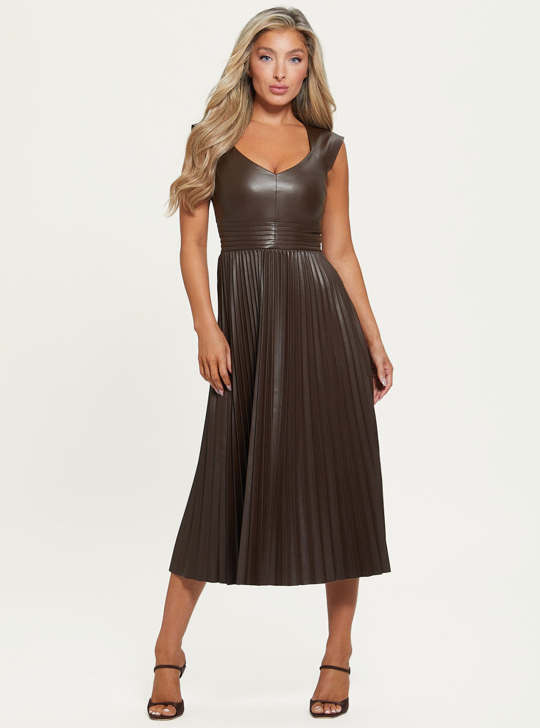 Java Teri Faux Leather Midi Dress