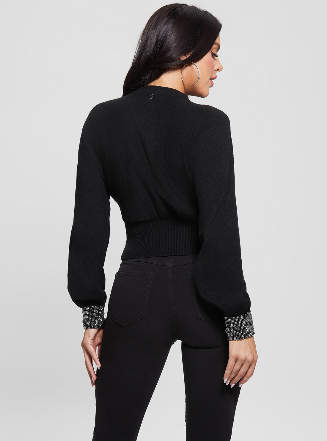 Black Bling Cuff Posa Knit Top