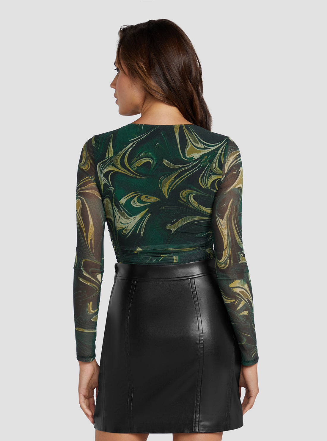 Marble Green Print Luisa Mesh Bodysuit