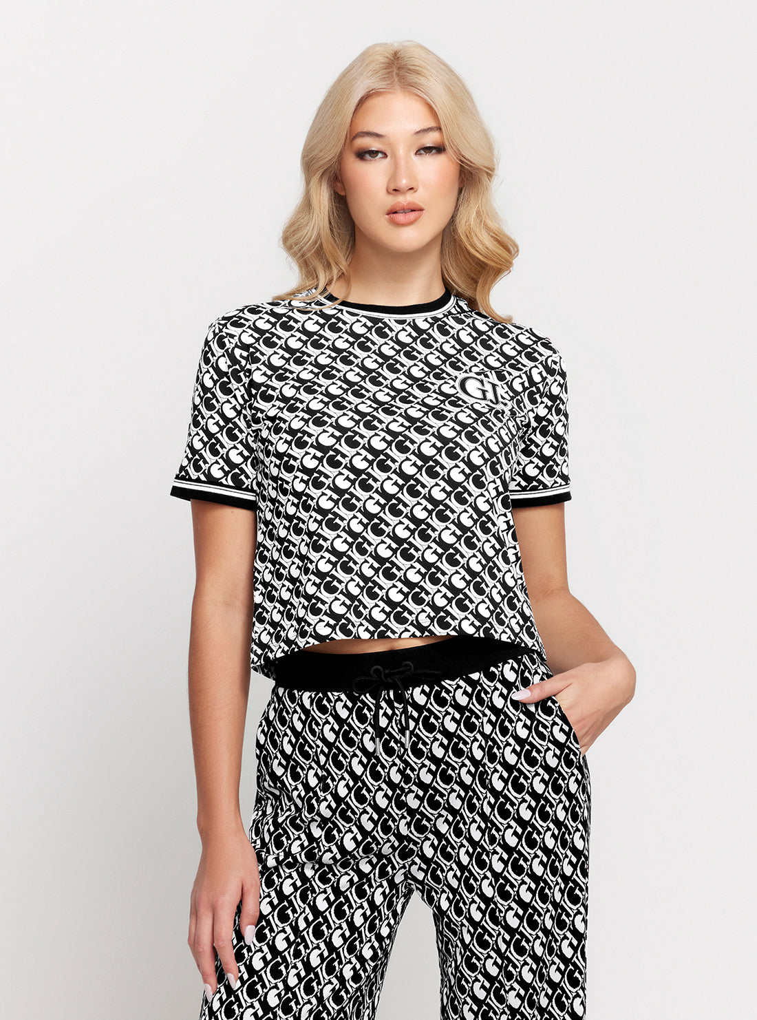 Black White Logomania Cropped T-Shirt