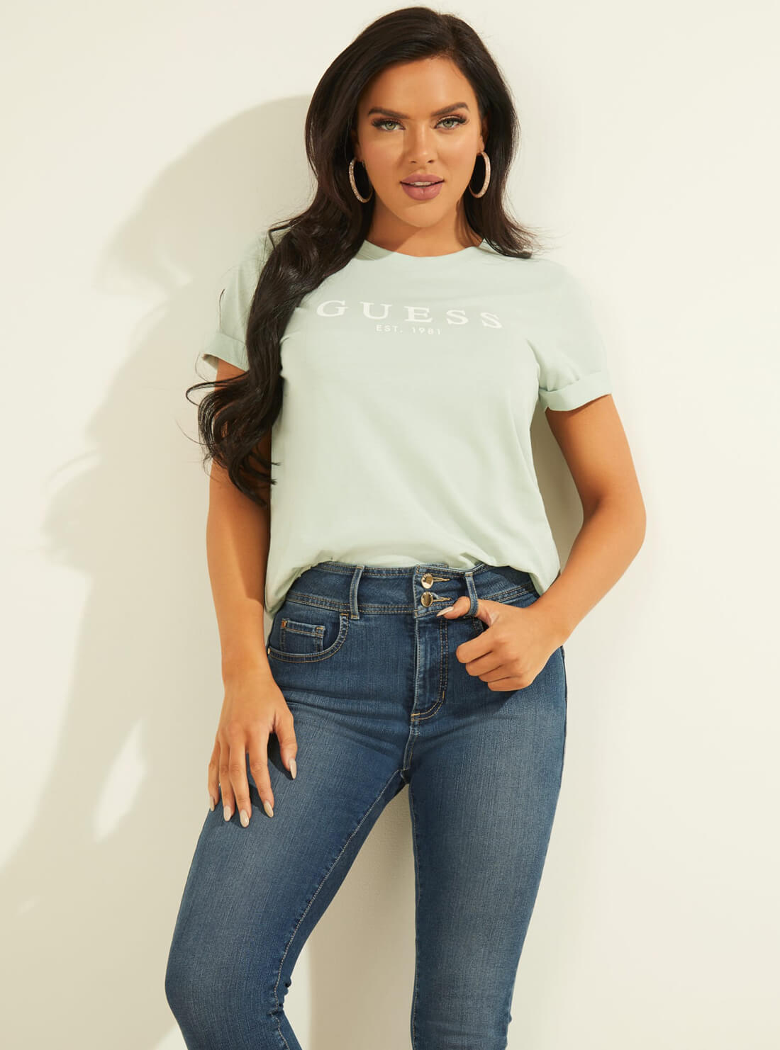 Eco Light Teal Short Sleeve 1981 Rolled Cuff T-Shirt