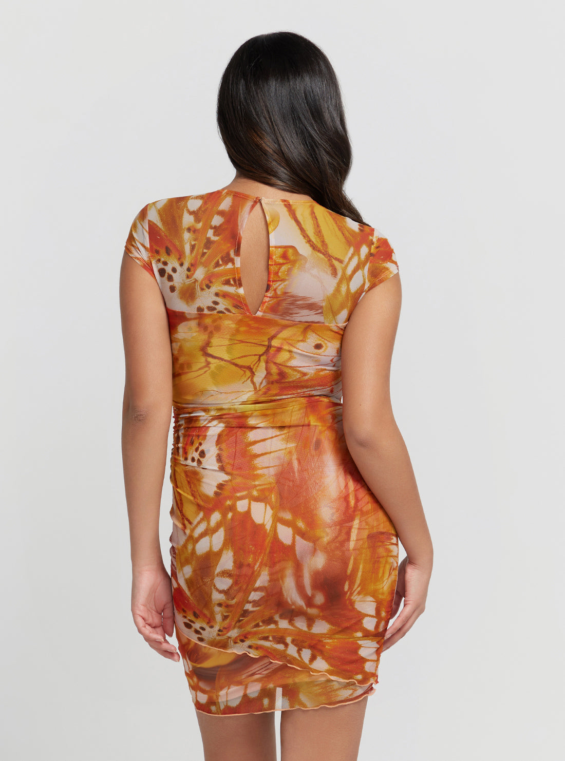 Eco Orange Butterfly Print Aida Mini Dress