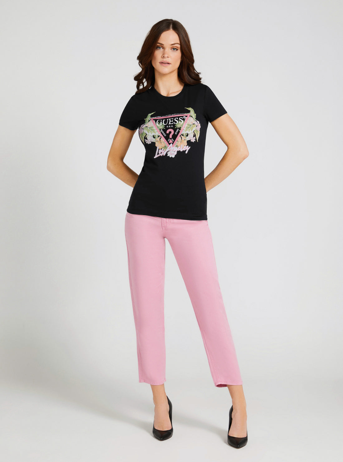 Eco Black Flowers Logo T-Shirt