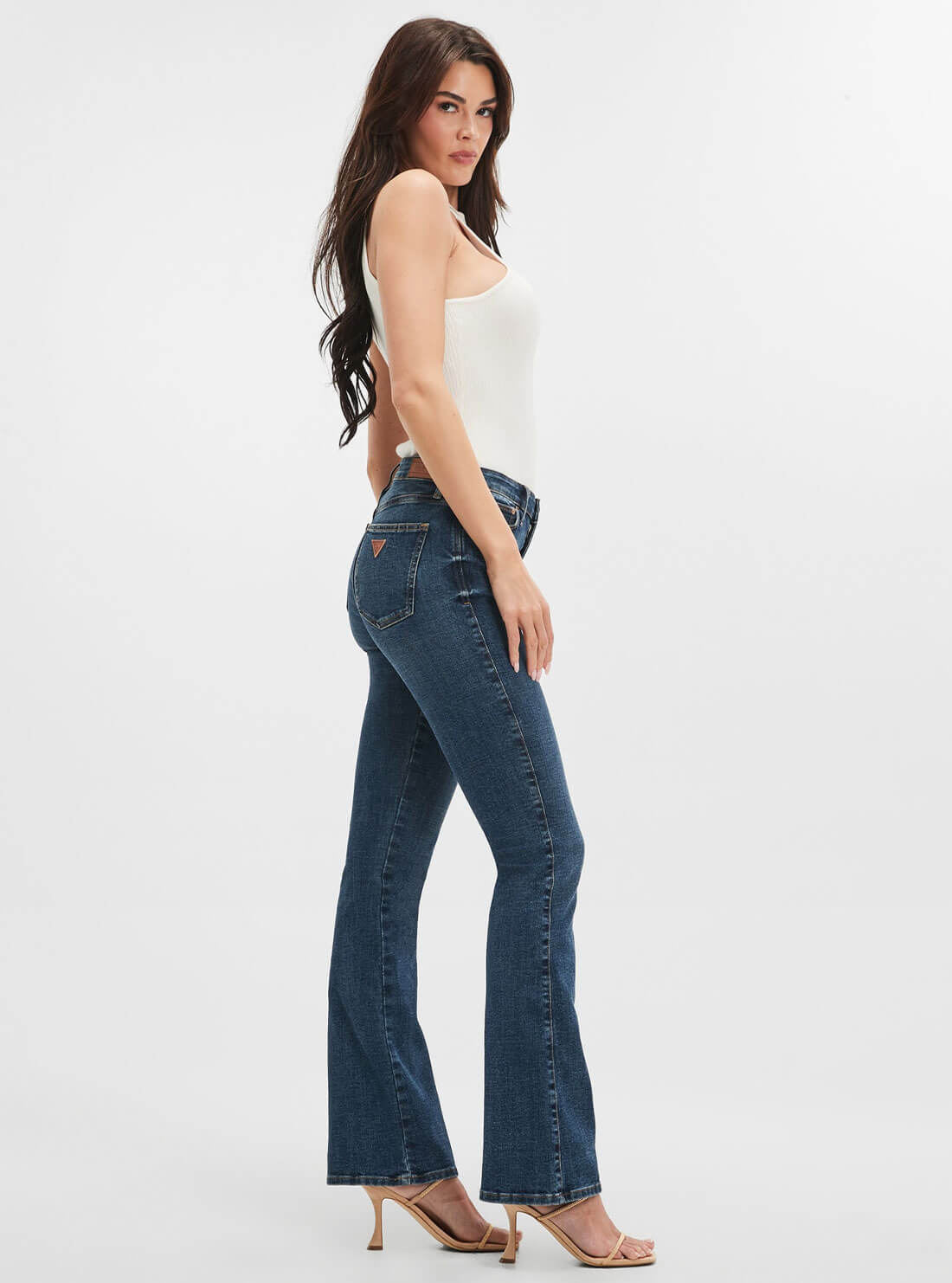 High-Rise Sexy Flared Denim Jeans In Blue Fog Wash