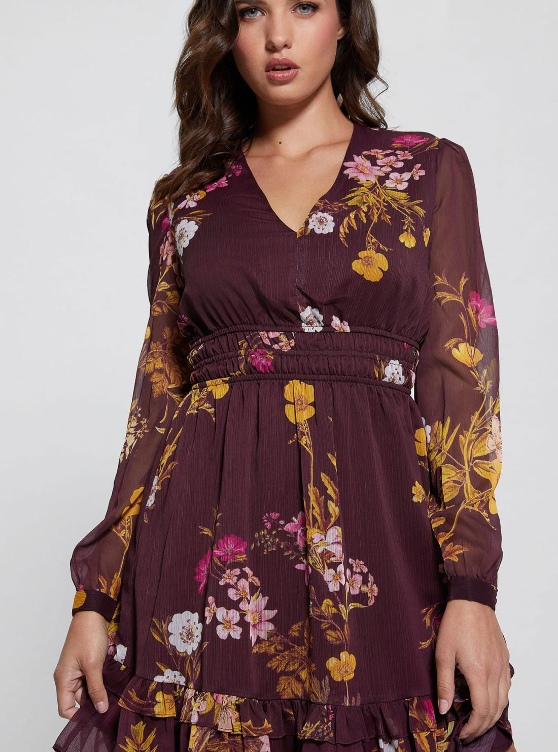 Eco Maroon Floral Brigida Mini Dress