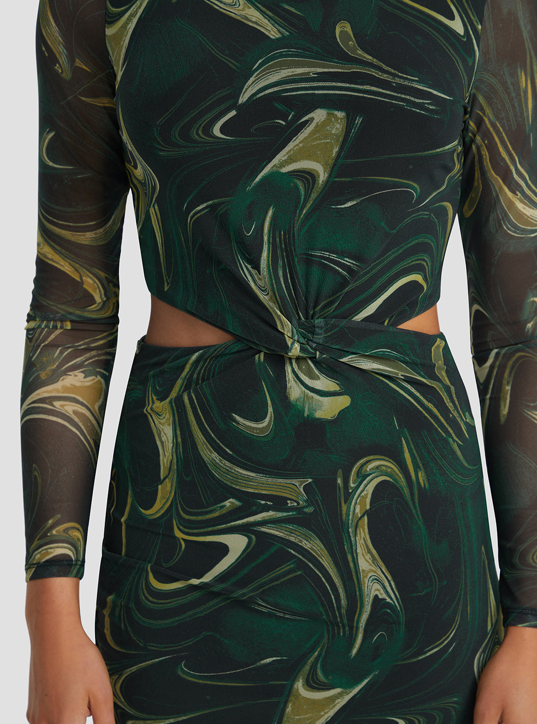 Eco Marble Green Print Lainey Mini Dress.