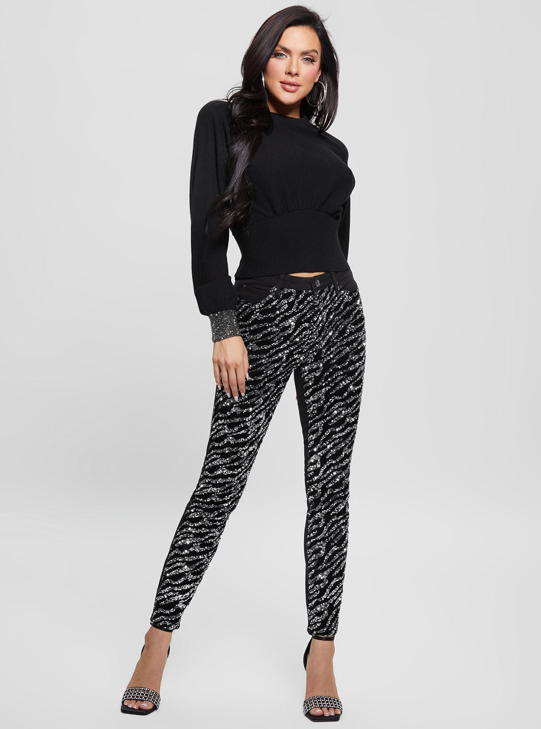 Black Bling Cuff Posa Knit Top