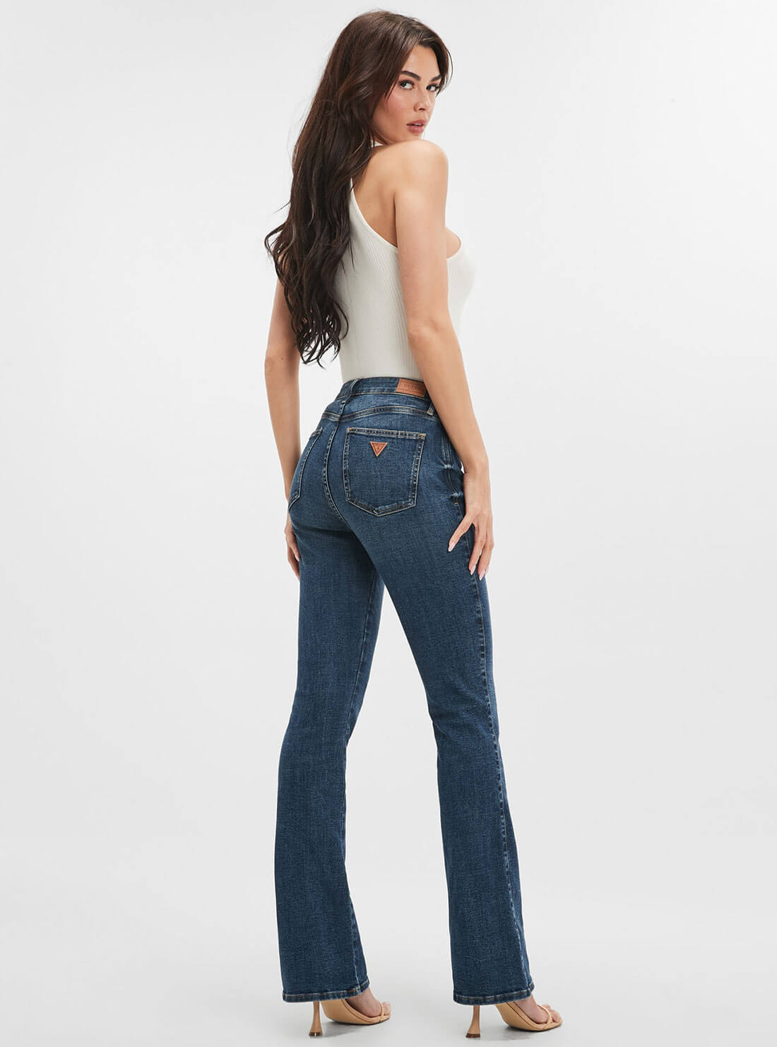 High-Rise Sexy Flared Denim Jeans In Blue Fog Wash